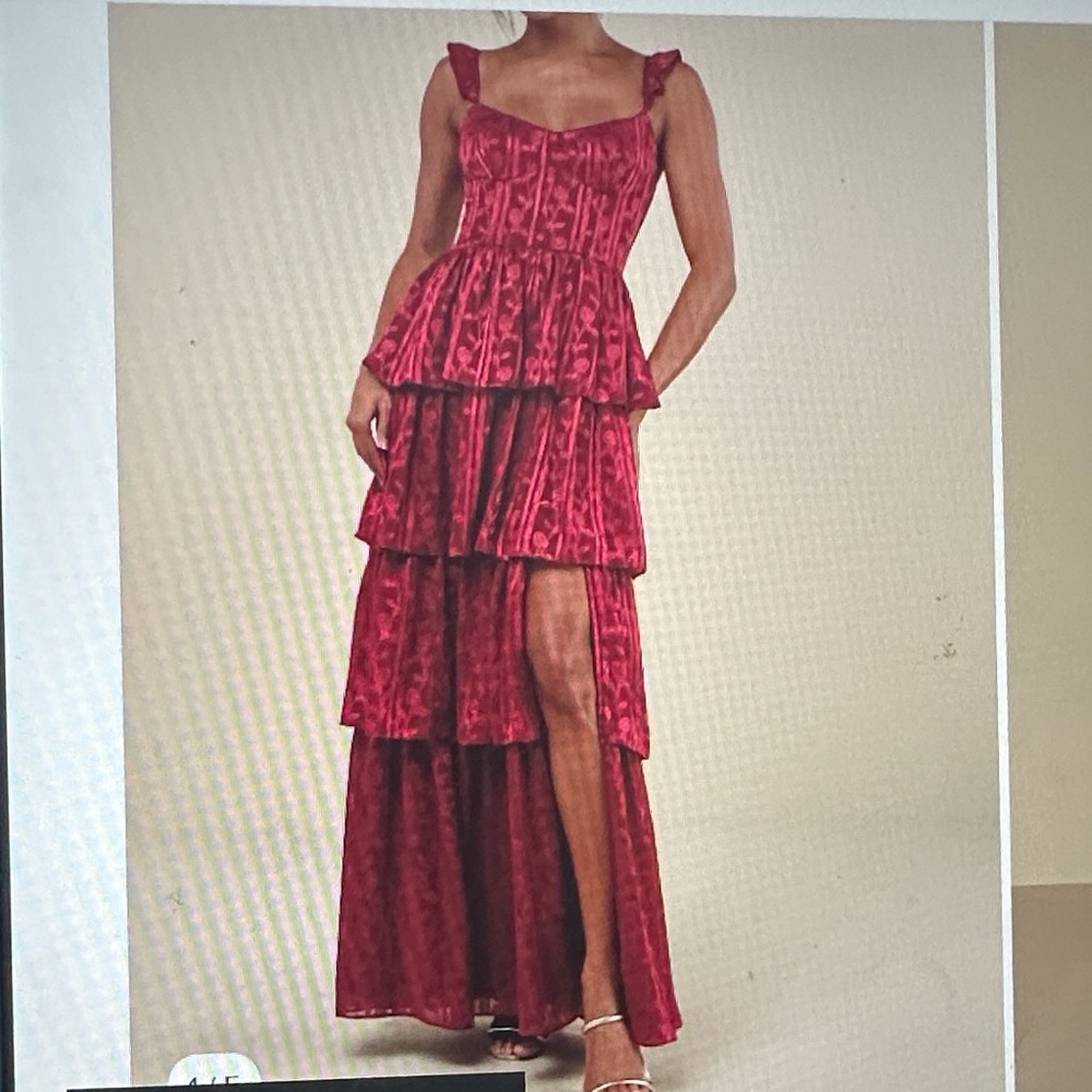 Lulu's Vibrant Red Tiered Maxi Dress